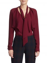 Elie Tahari - Jurnee Ruffle Front Silk Blouse at Saks Fifth Avenue